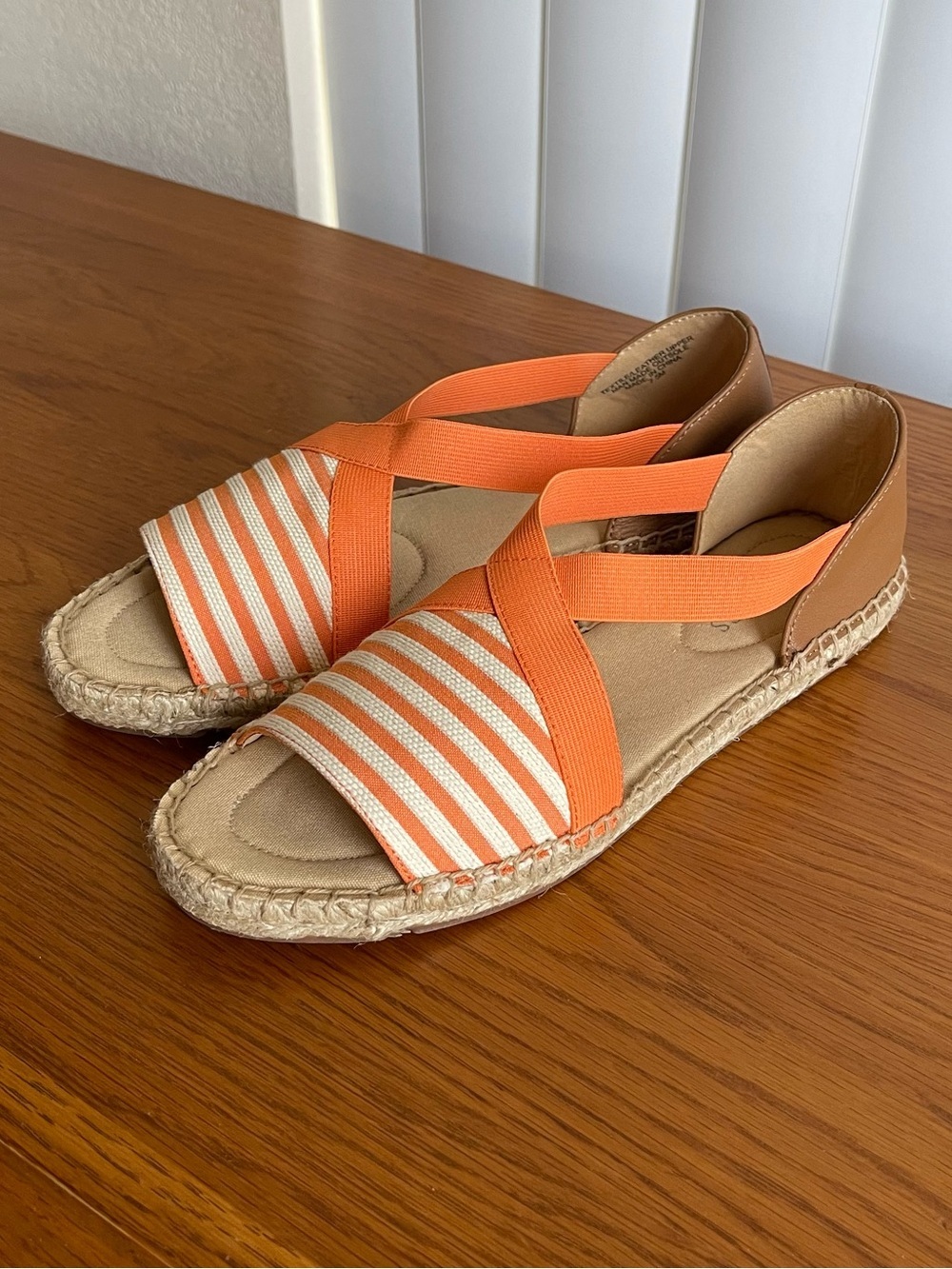 Talbots Illysa Espadrille Sandals Orange Cream Striped Size 7.5